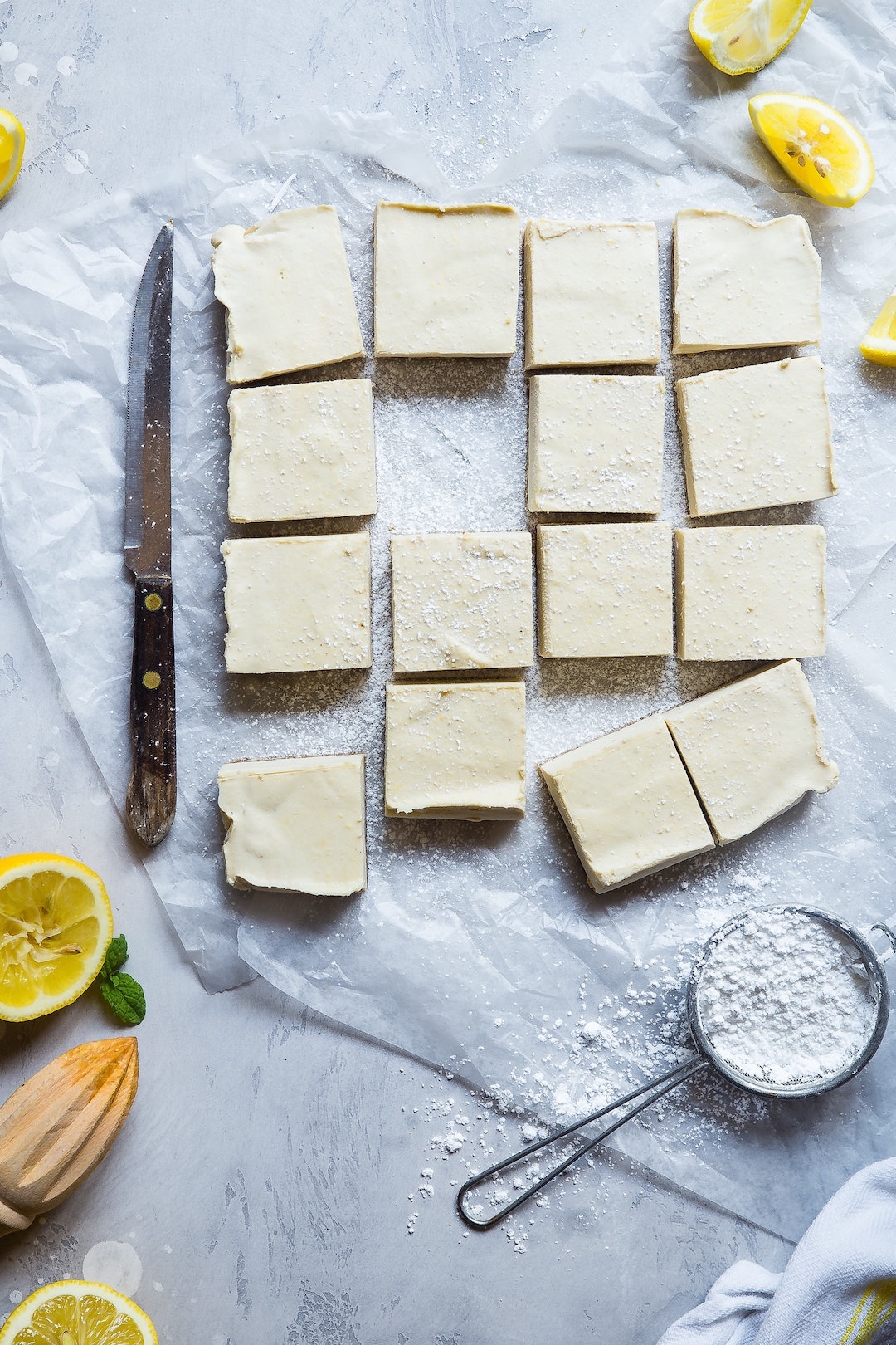 Image of LĒVO's lemon rosemary shortbread bars.