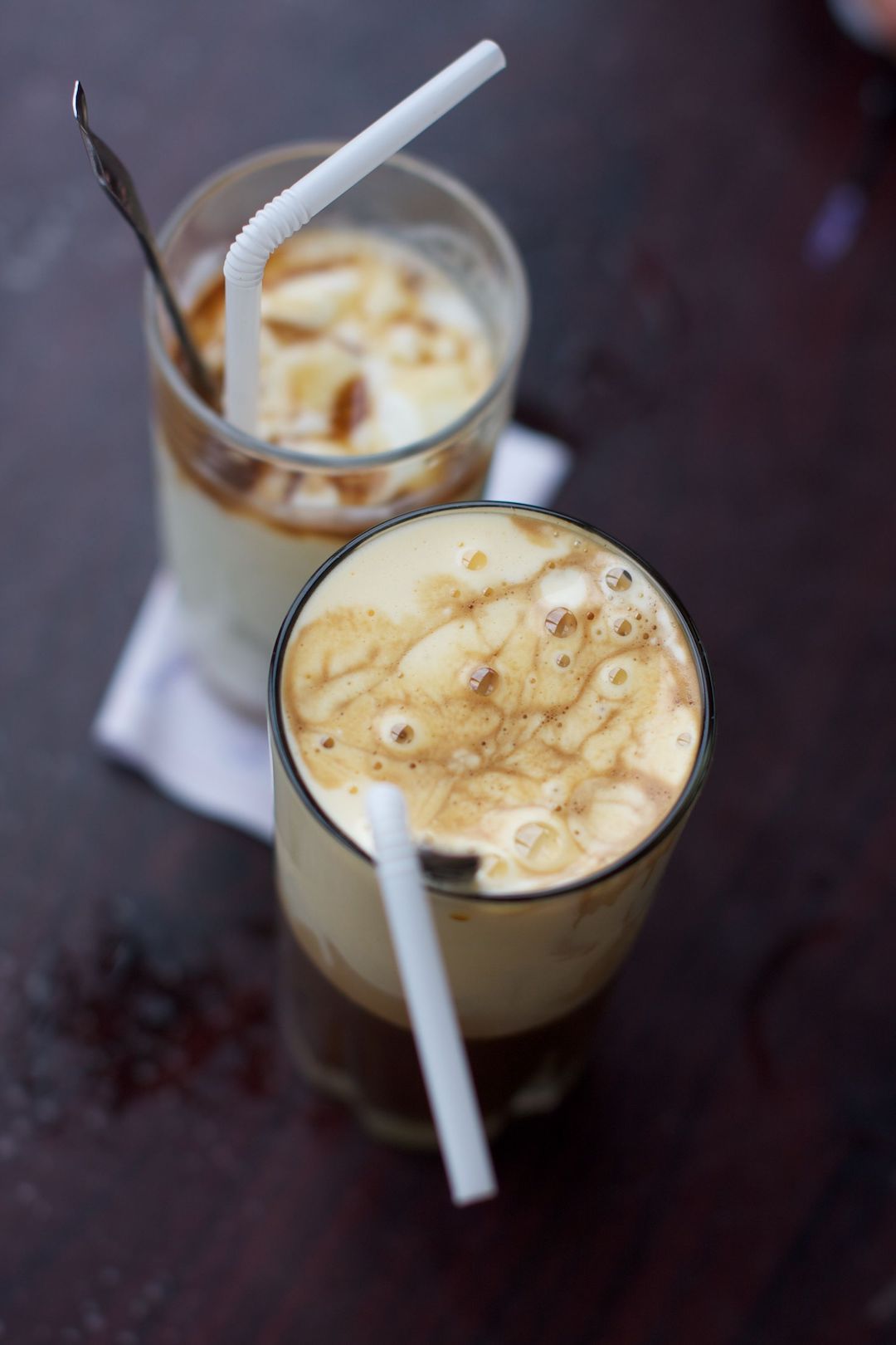 Image of a glass filled with Vietnamese chicory coffee. Made with LĒVO.