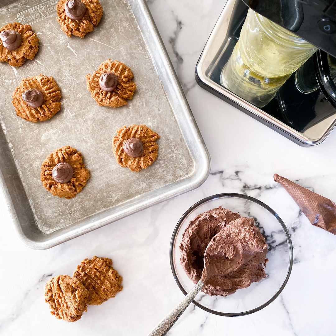 Image of chocolate whipped frosting, made with LĒVO's chocolate whipped frosting recipe.