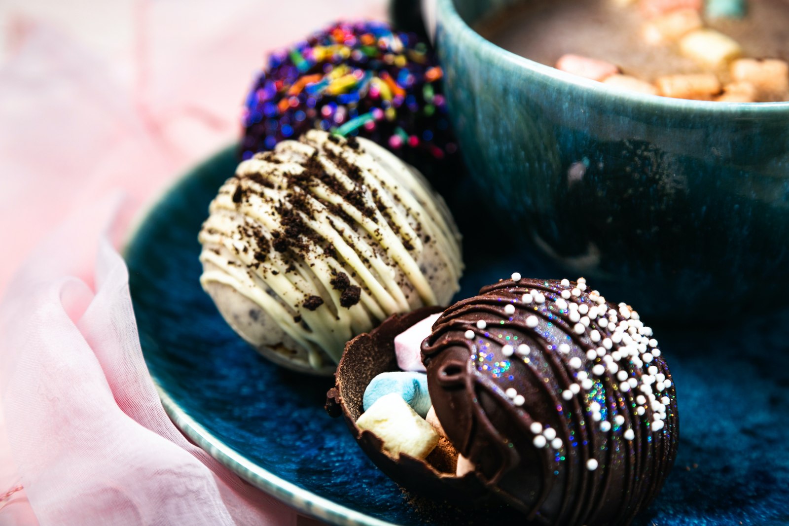 Image of infused hot chocolate bombs created using the LĒVO II infusion machine.