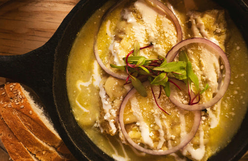 Baked Enchiladas Verdes with Jalapeño-Infused Sour Cream
