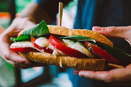 Image of LEVO's tomato and mozzarella panini recipe.