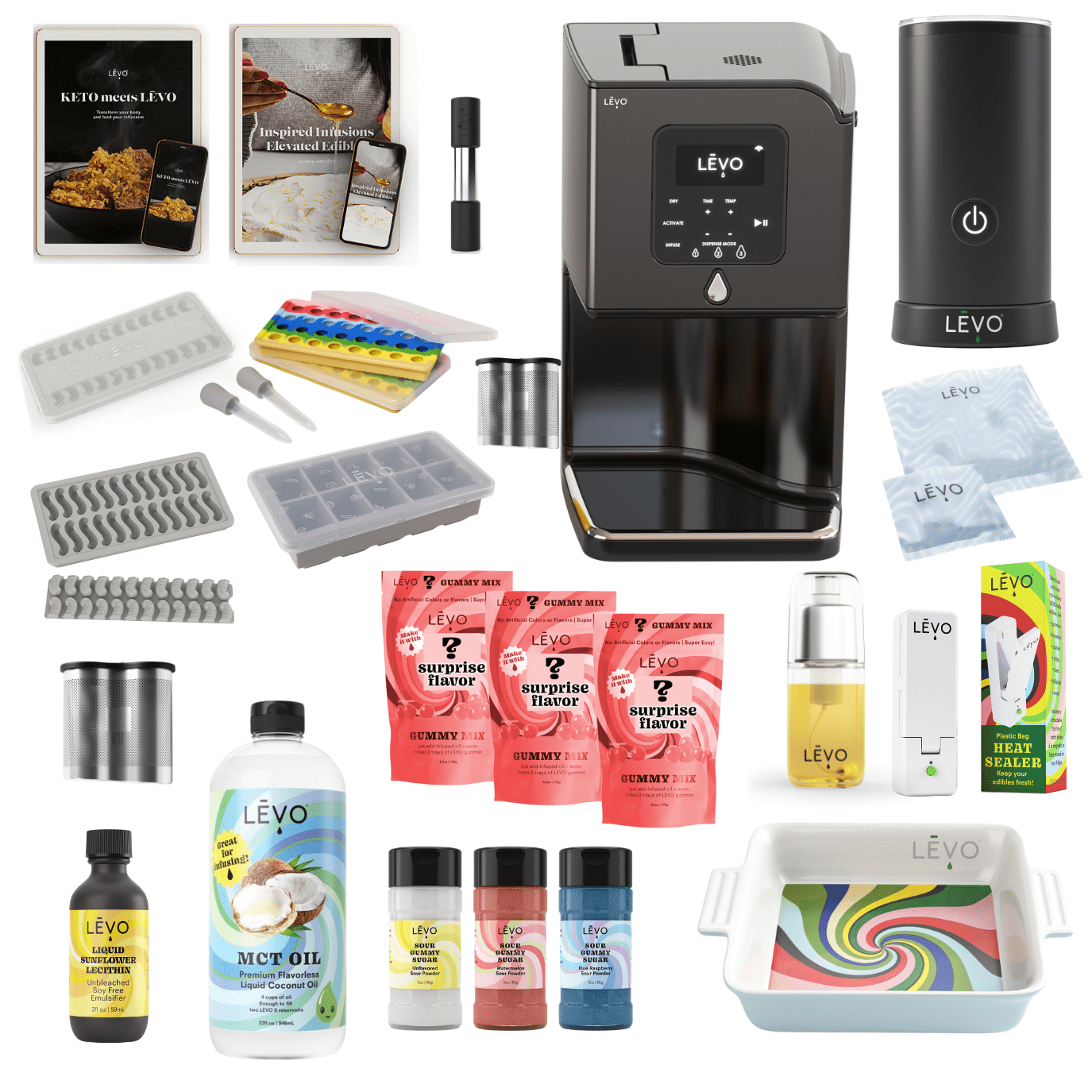 LĒVO Lux Kitchen Sink Bundle with LEVO Gummy Mixer and accessories included.