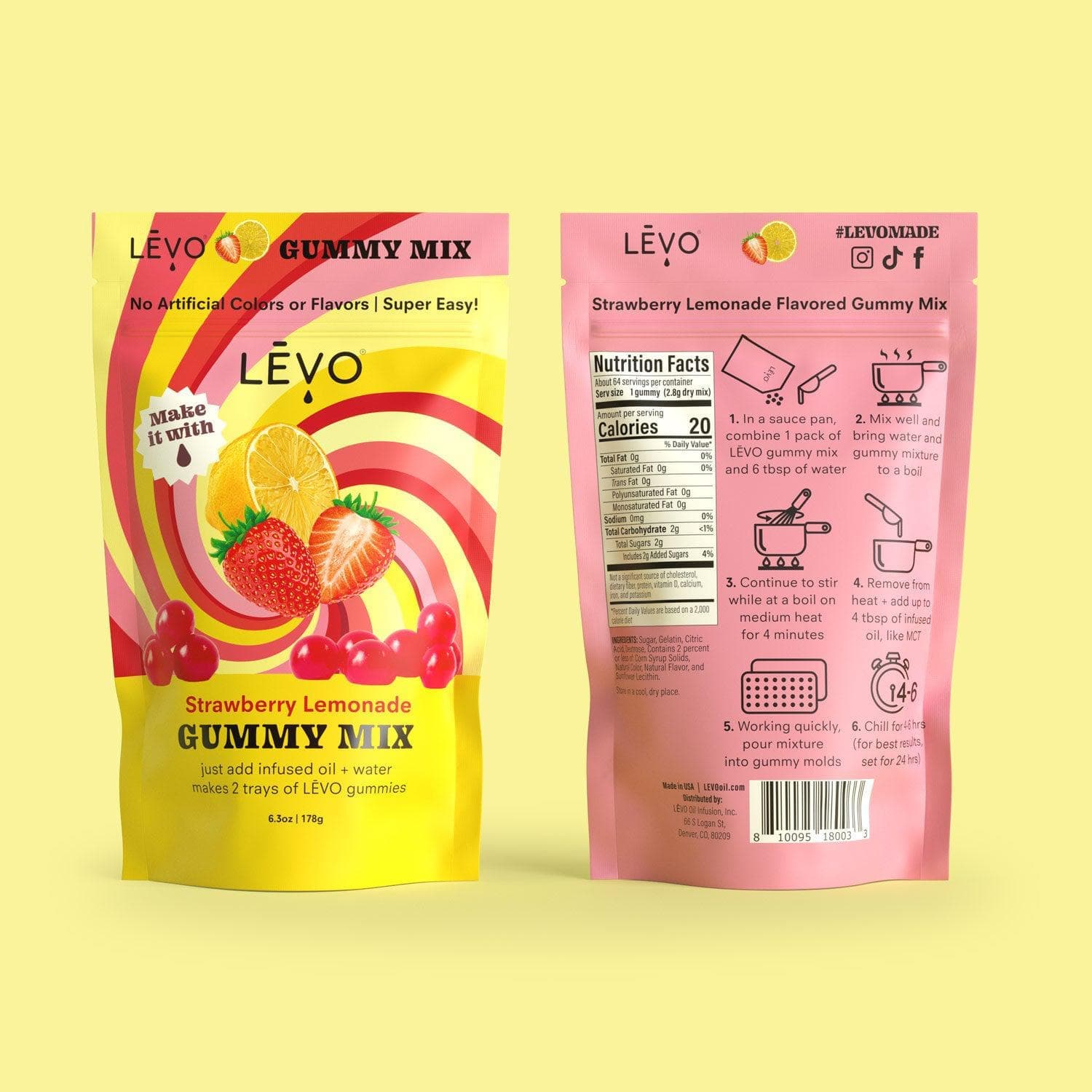 LEVO makes it easy to have your own infused treats for yourself and to share with friends. Each bag of LEVO gummy powder mix fills 2 trays, that's 64 gummies!