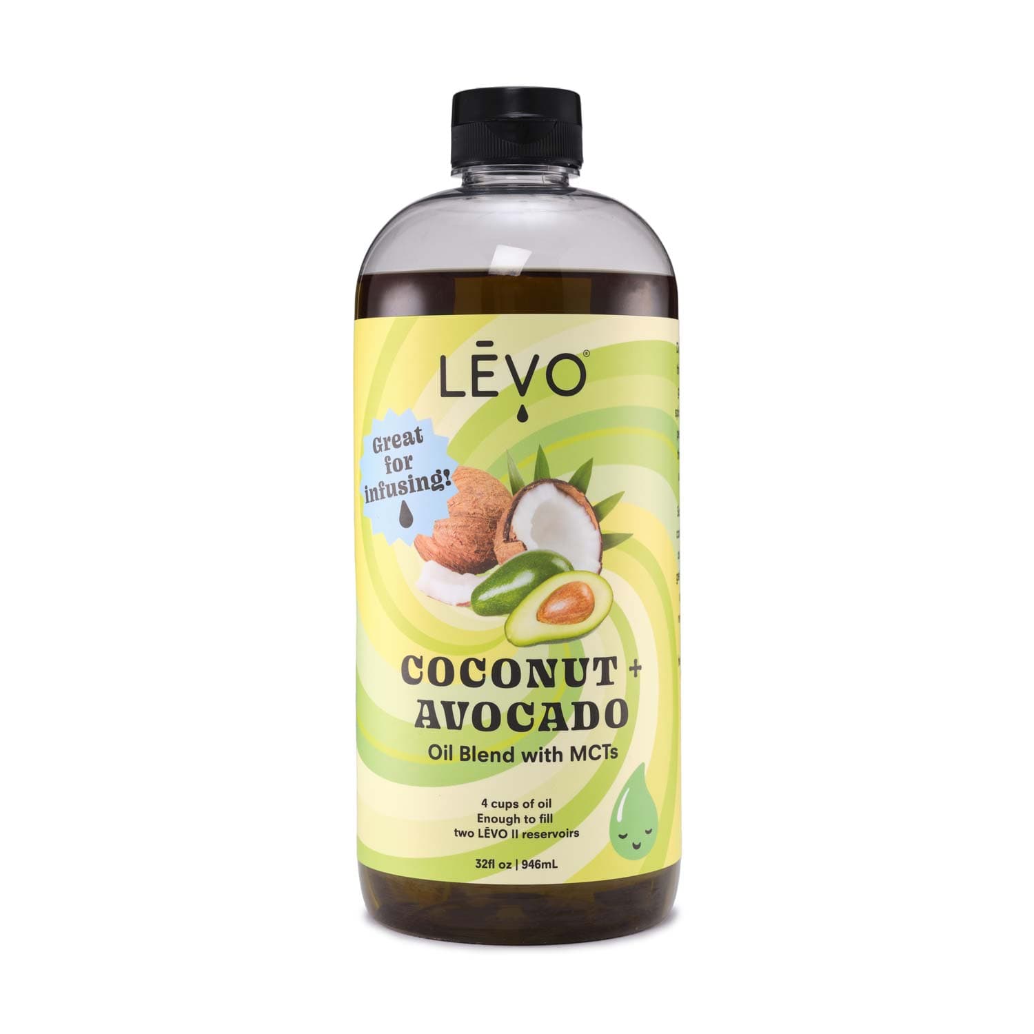 LEVO Coconut Avocado oil blend with MCTs. Premium LĒVO Coconut + Avocado Oil Blend: Perfect for high-heat infusions and culinary creations.