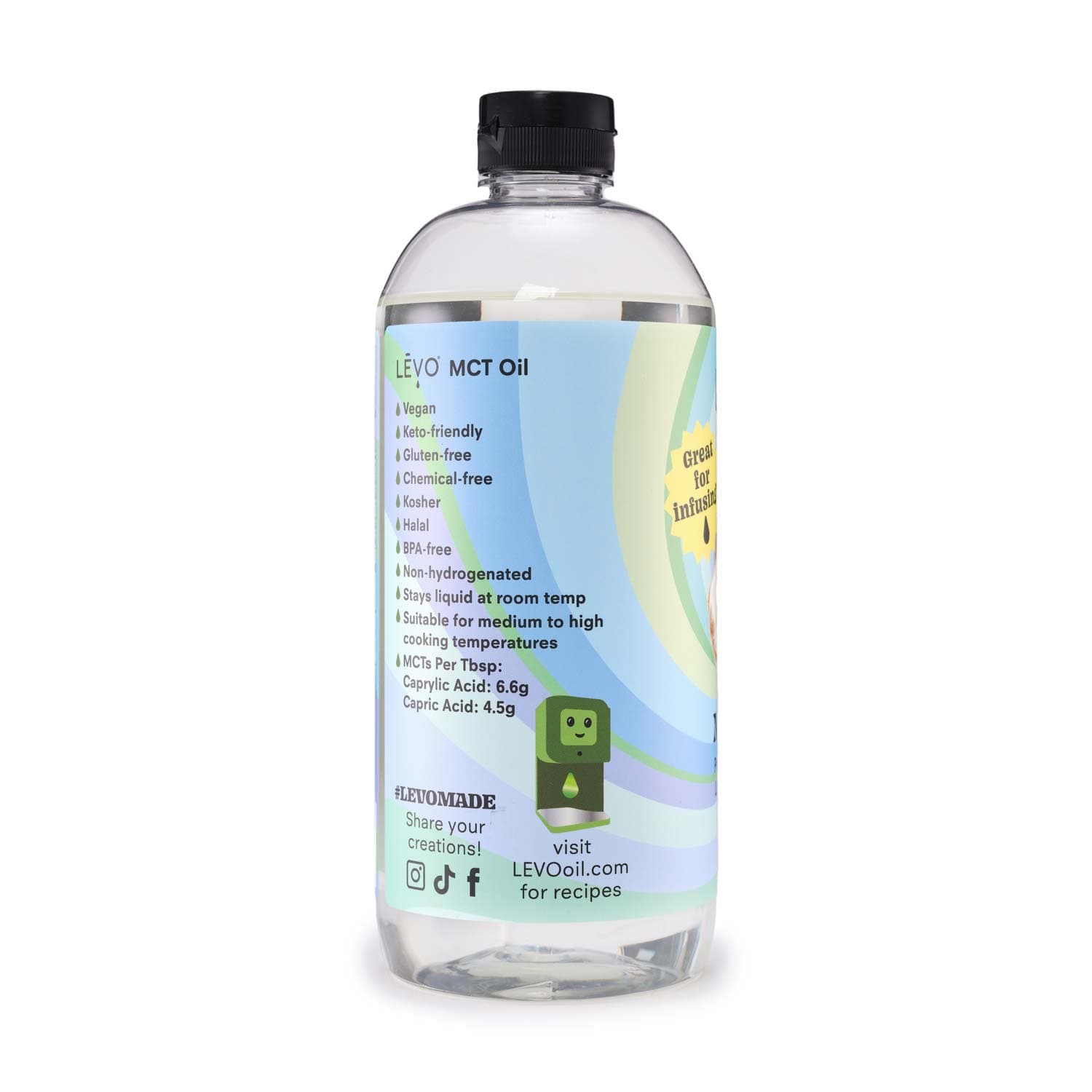 Did you know this MCT oil could be rosemary oil or lavender oil at the touch of a button? Simply infuse fresh flavorful herbs with LEVO and make your own artisan flavored oils. LĒVO Premium MCT Liquid Coconut Oil: The perfect choice for those seeking the benefits of MCT oil in their daily diet.