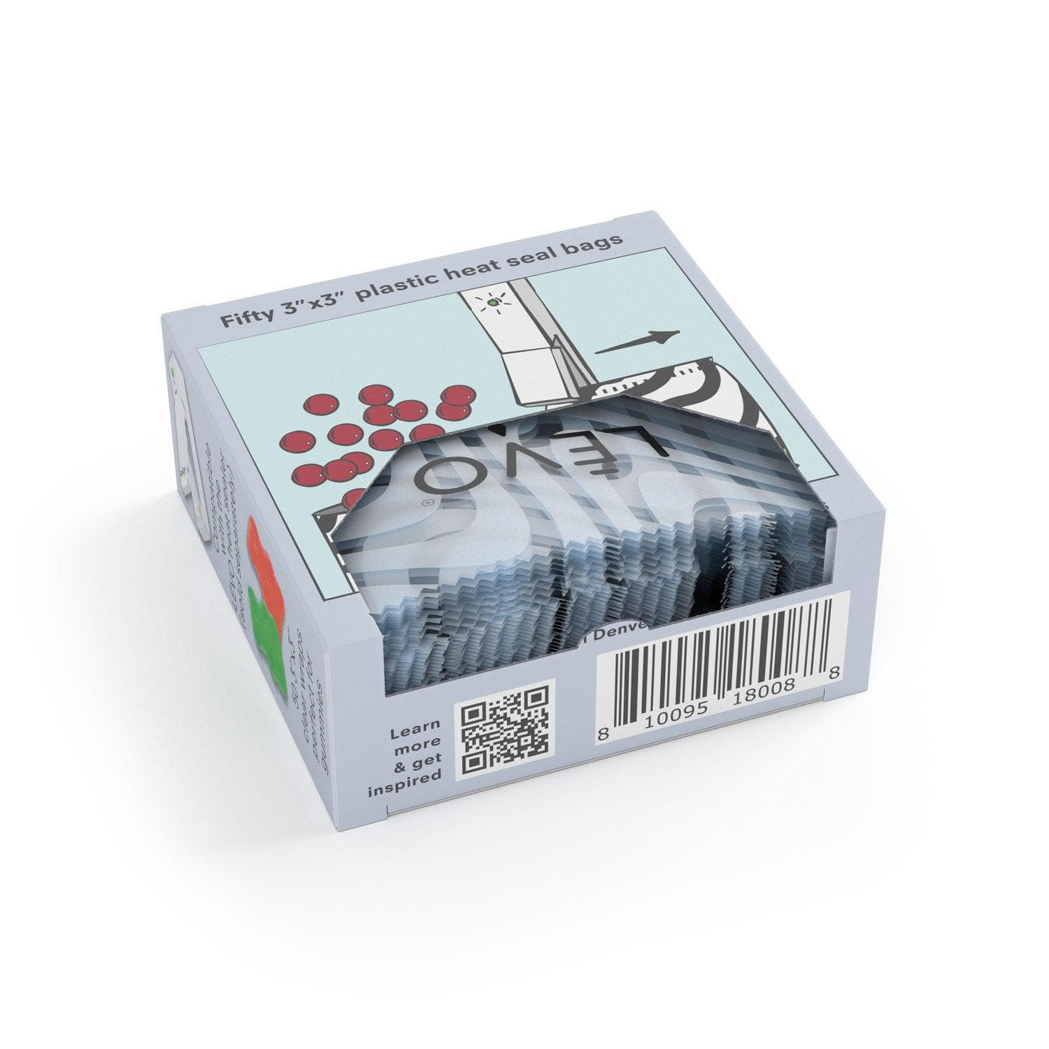 The back of the small clear wrap box in the sharing is caring kit from LEVO.