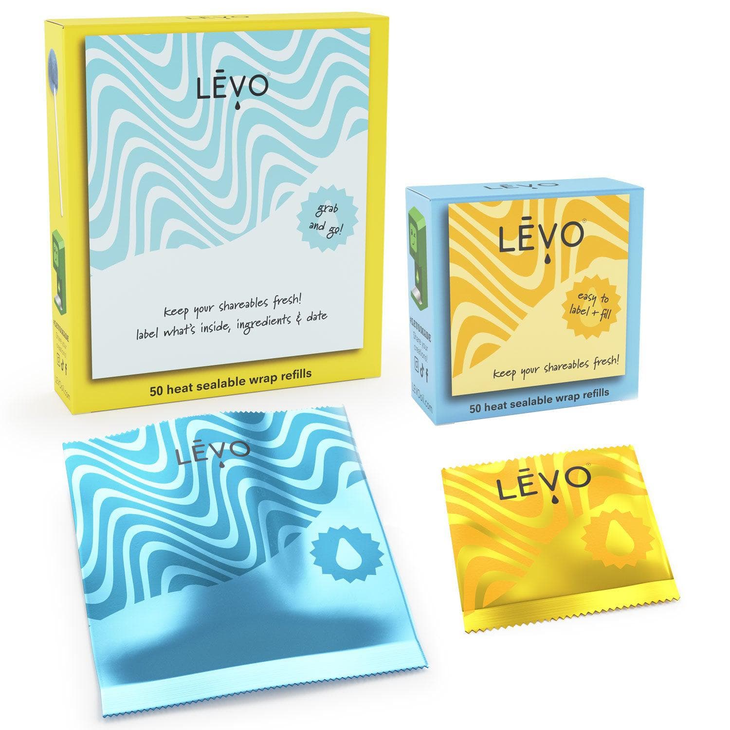 Set of LEVO large and small mylar bag wrapper refills