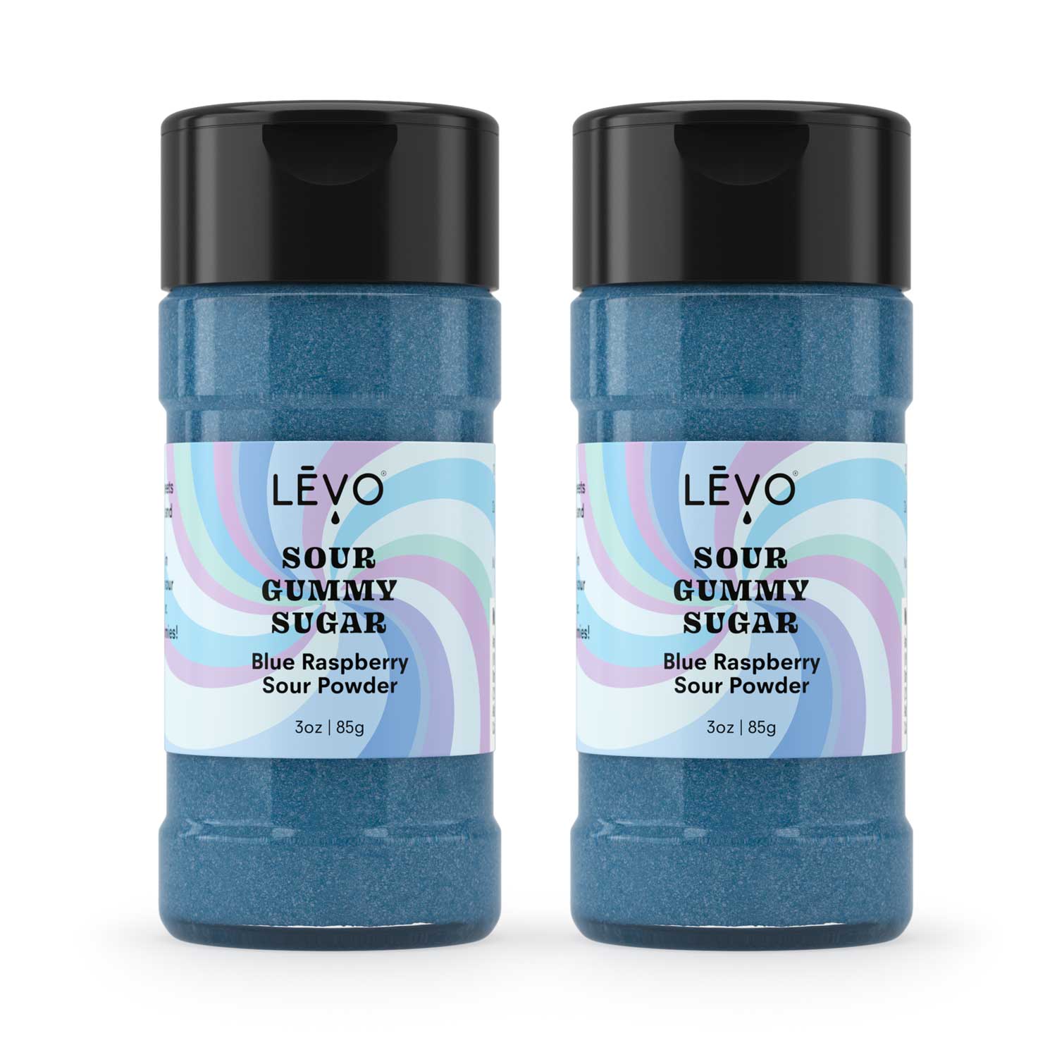 Infuse your gummies and then dust them with LEVO Blue Raspberry sour powder finishing sugar.