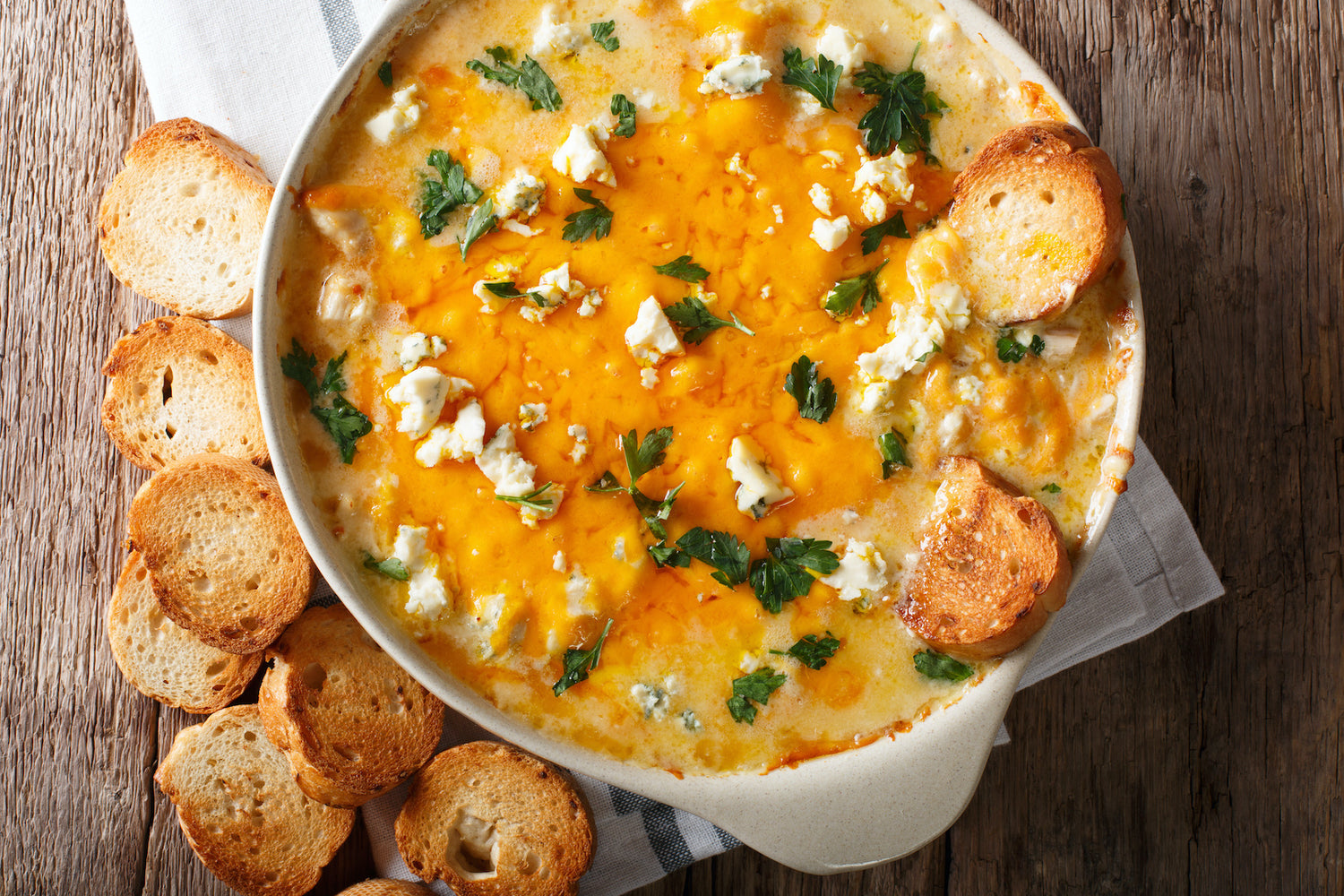 Image of dip made with LĒVO's healthy buffalo chicken dip recipe.