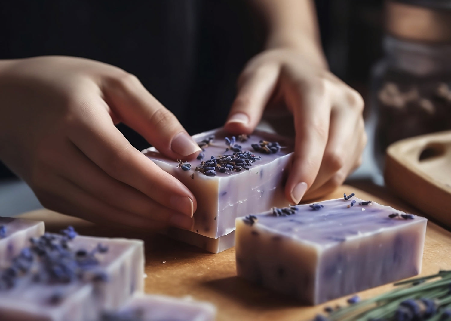 Want to learn how to make your own dish soap? Image of lavender in jar used for this LEVO recipe.