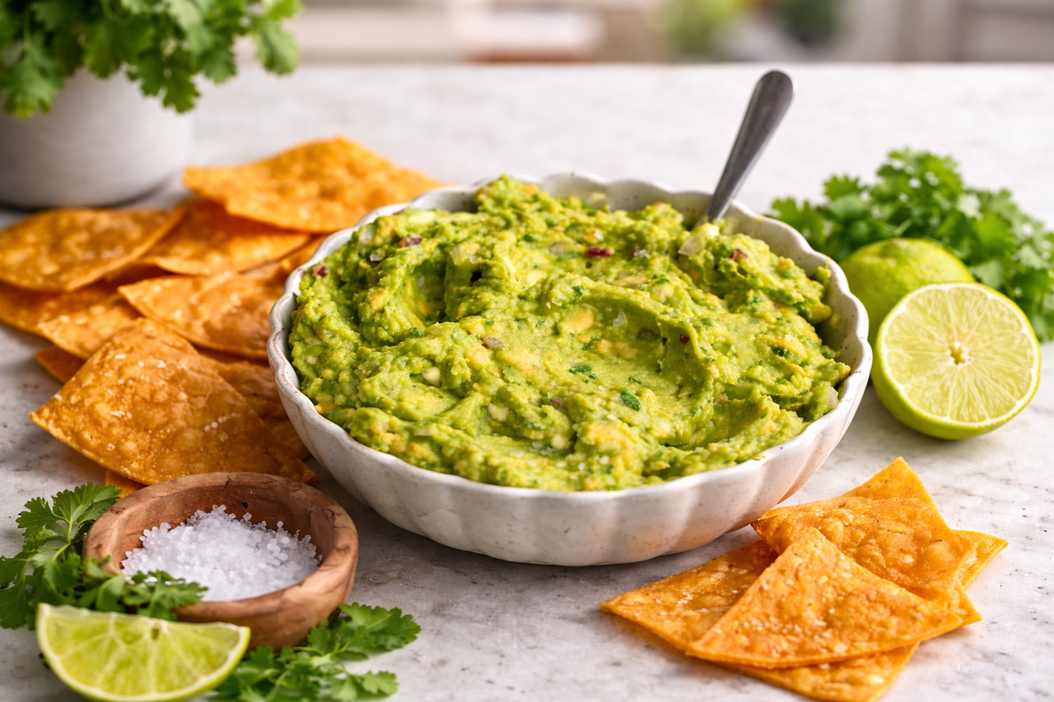 Infused Homemade Guacamole with lime, cilantro, and LEVO infused olive oil.
