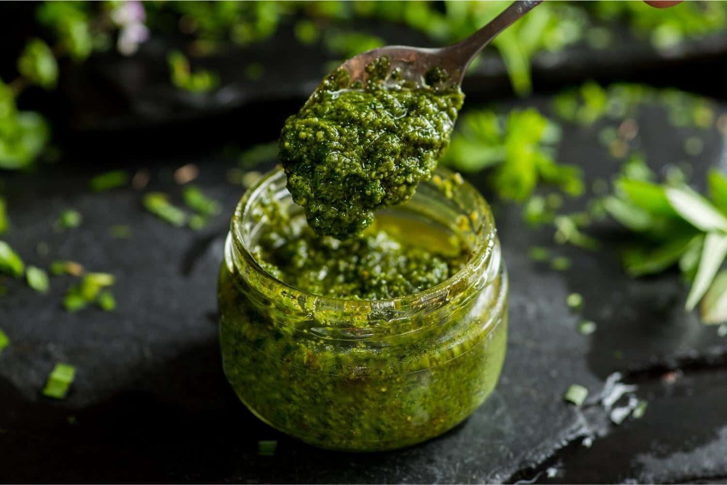 Image of LEVO's kale walnut pesto recipe.