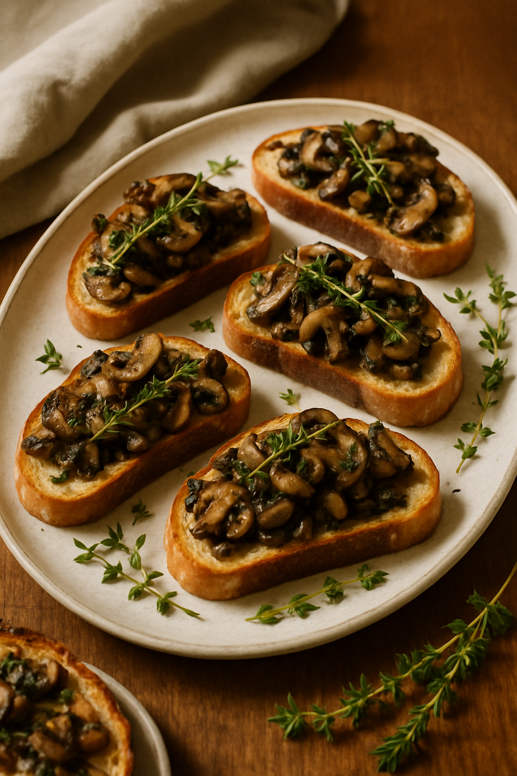 Infused Mushroom Thyme Bruschetta