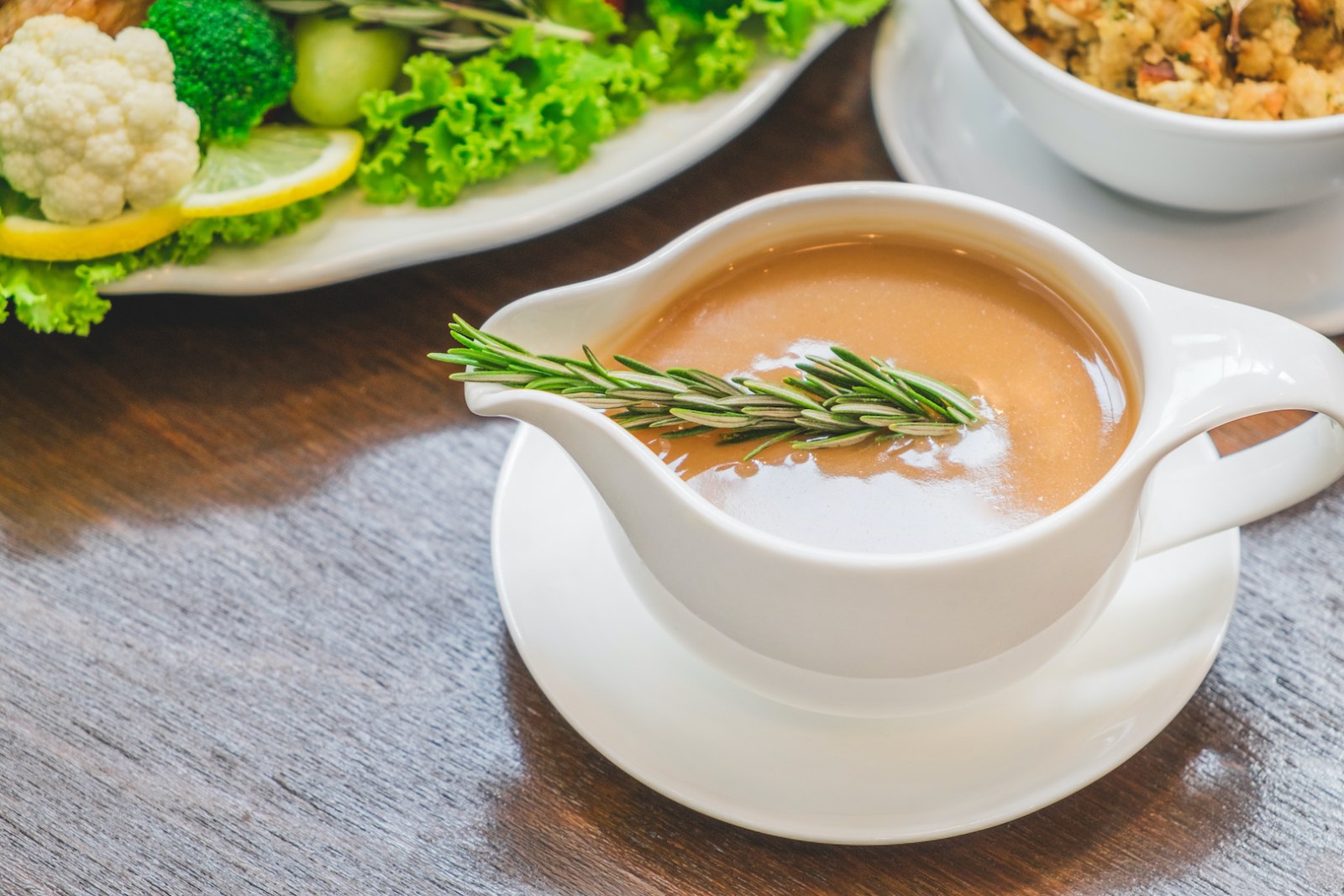 Image of infused gravy from LĒVO on a table.