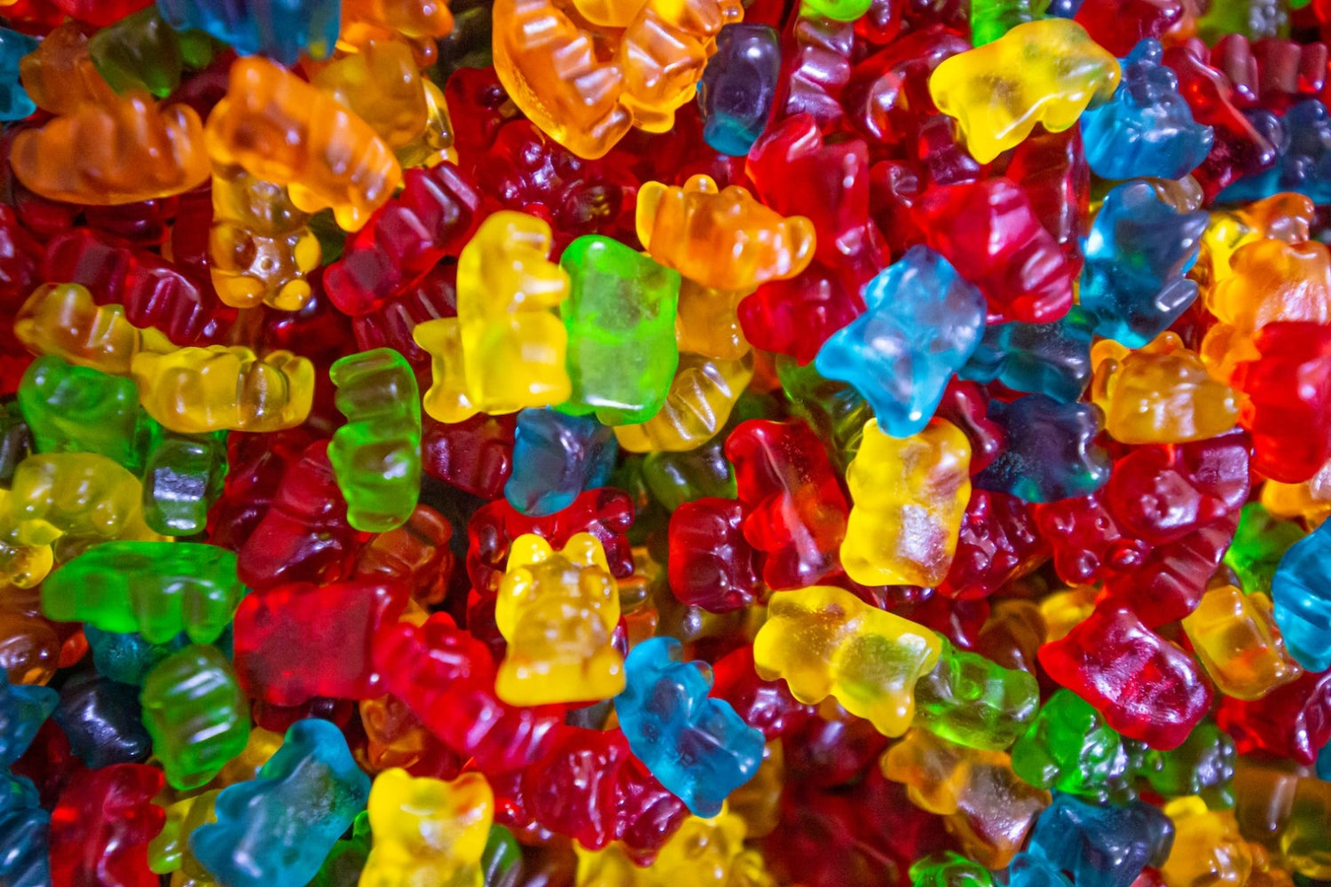 Image of infused gummy bears of various colors. Made by LĒVO.