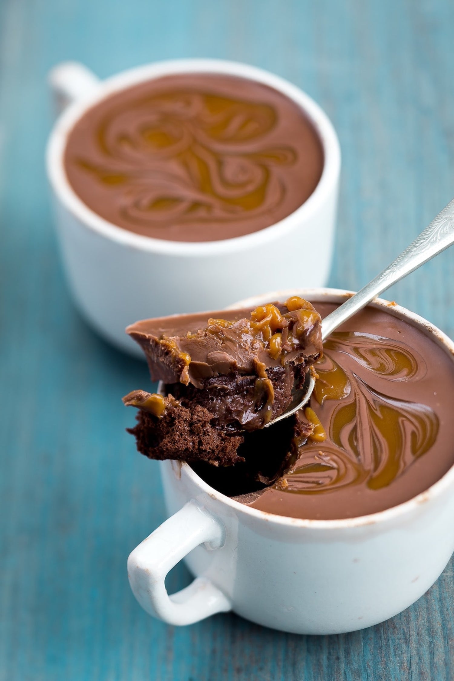 Image of mug cake. Make your own by following LĒVO's peanut butter chocolate mug cake recipe.