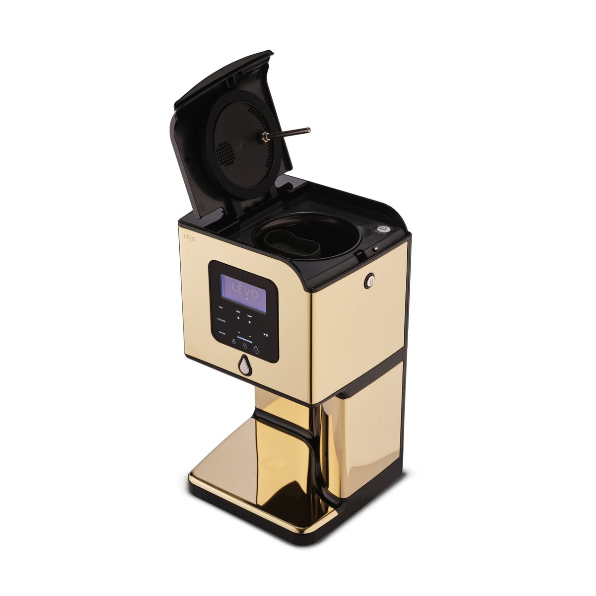 LĒVO Lux in Gold with the lid open #Color_Gold