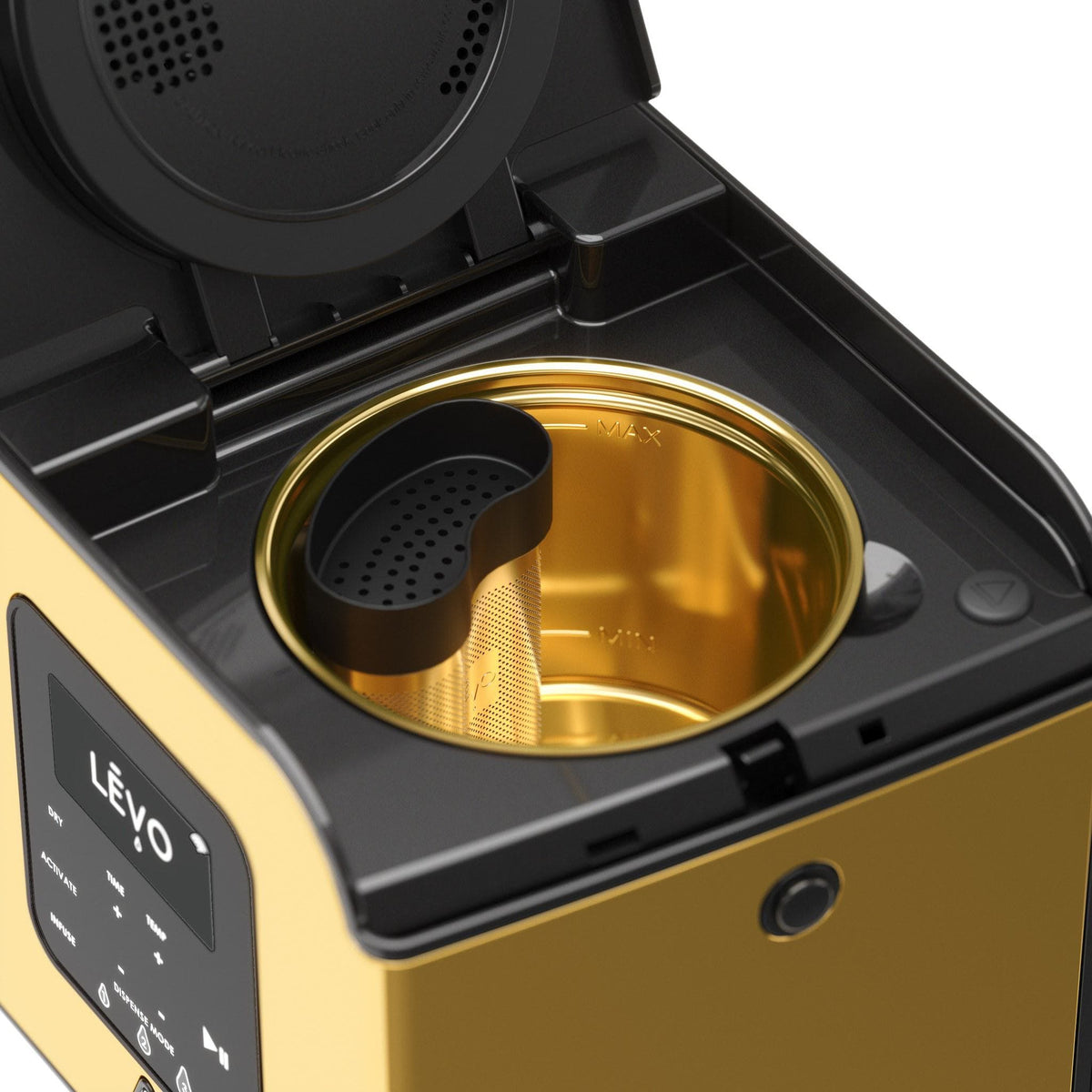 LĒVO Lux in Gold, gold-finish reservoir and herb pod #Color_Gold