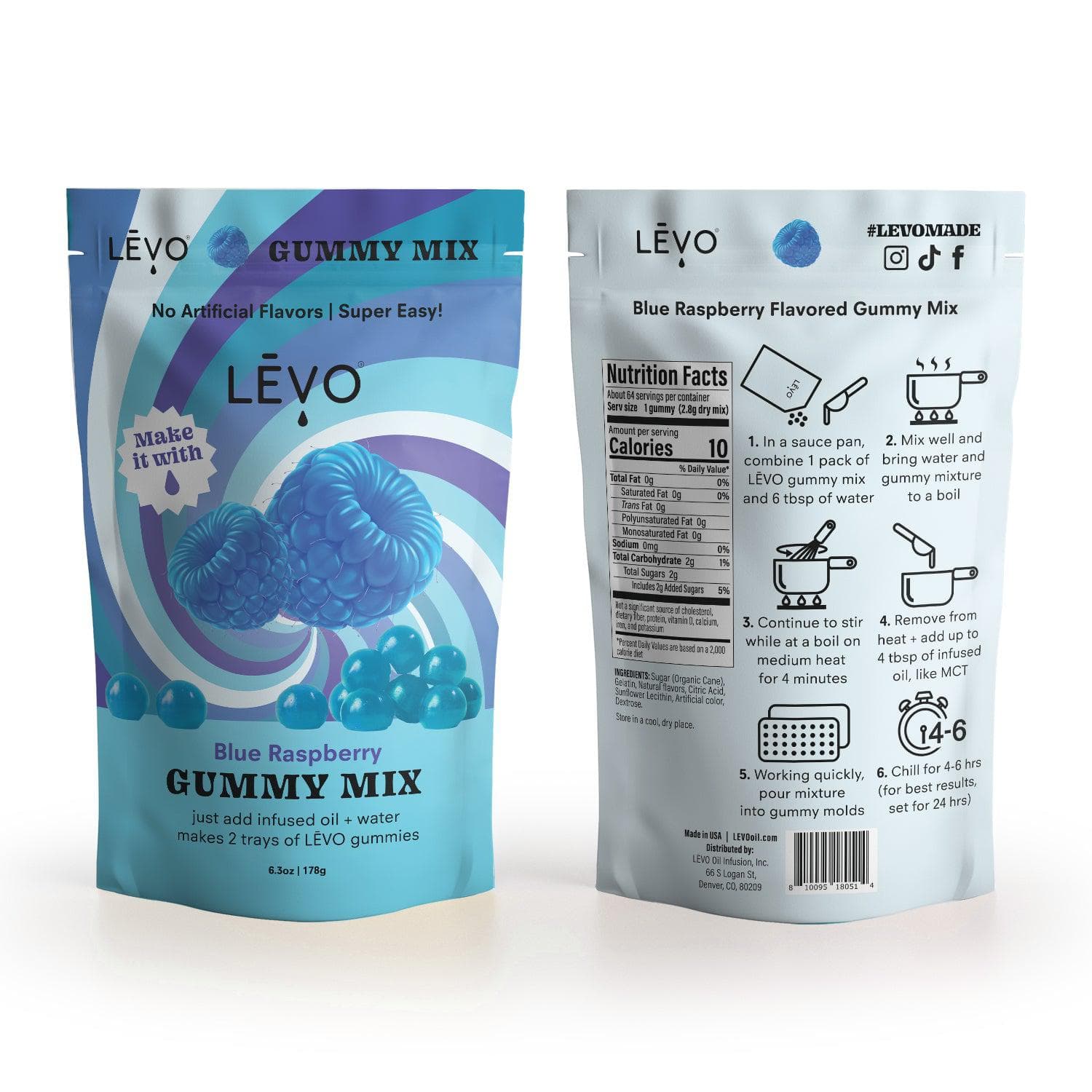 LEVO Gummy Mix in Blue Raspberry flavor