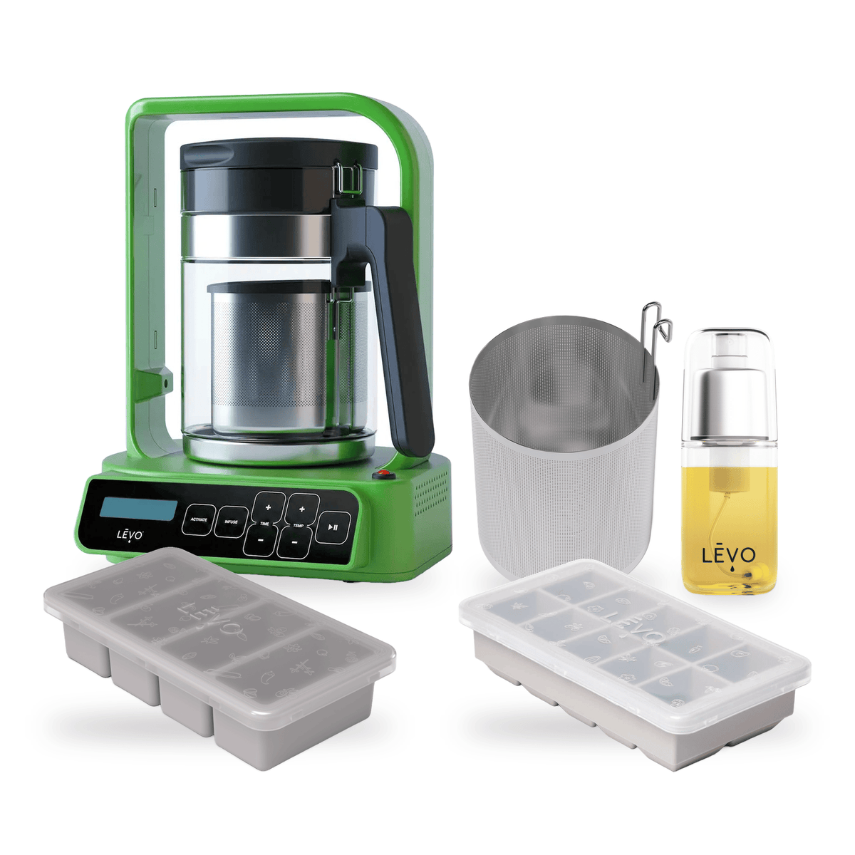 LĒVO C Core Bundle in Olive Green with the C Potency Pod, Infusion Sprayer, Silicone Butter Mold and Herb Block Tray