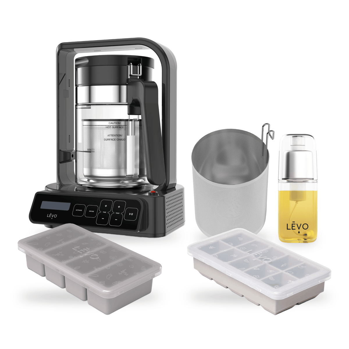 LĒVO C Core Bundle in Truffle Grey with the C Potency Pod, Infusion Sprayer, Silicone Butter Mold and Herb Block Tray