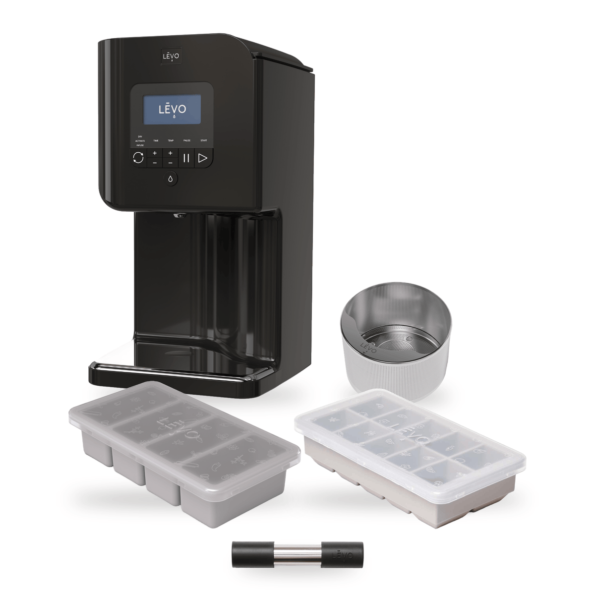 LĒVO II+ Core Bundle in Licorice Black with the Potency Pod, Herb Press, Silicone Butter Mold and Herb Block Tray #LĒVO II+ — Color_Licorice Black