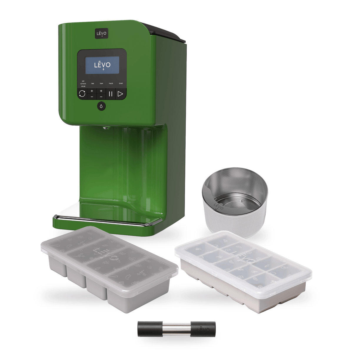 LĒVO II+ Core Bundle in Garden Green with the Potency Pod, Herb Press, Silicone Butter Mold and Herb Block Tray