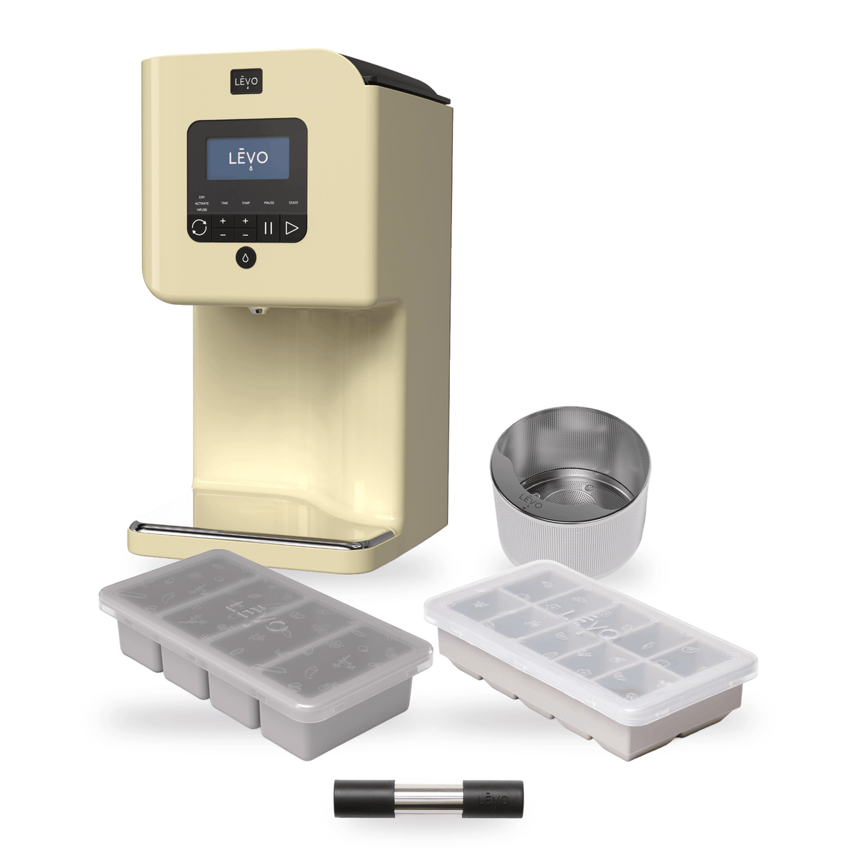 LĒVO II+ Core Bundle in Honey Cream with the Potency Pod, Herb Press, Silicone Butter Mold and Herb Block Tray
