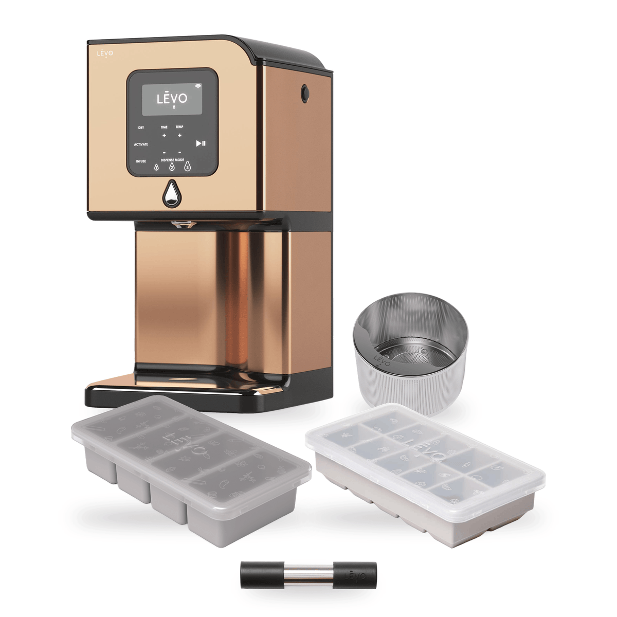 LĒVO Lux Core Bundle in French Copper with the Potency Pod, Herb Press, Silicone Butter Mold and Herb Block Tray