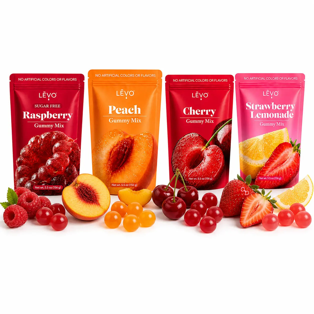 Gummy Mix Variety 4 Pack - Cherry, Peach, Raspberry, Strawberry Lemonade
