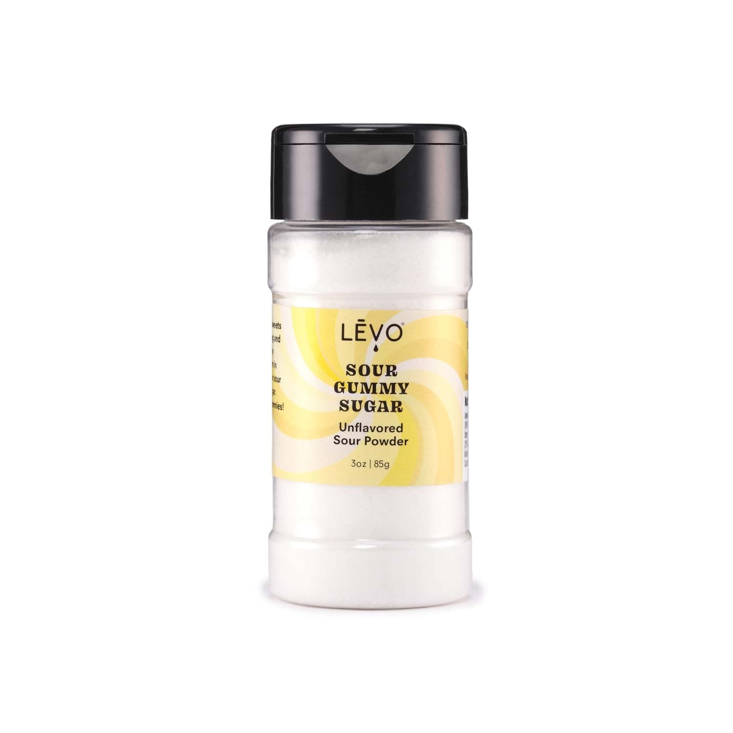 LEVO sour gummy sugar unflavored sour powder. Enhance your gummy experience with the Gummy Decorating Kit's Edible Glitter, Shimmer, and Sour Sugars.