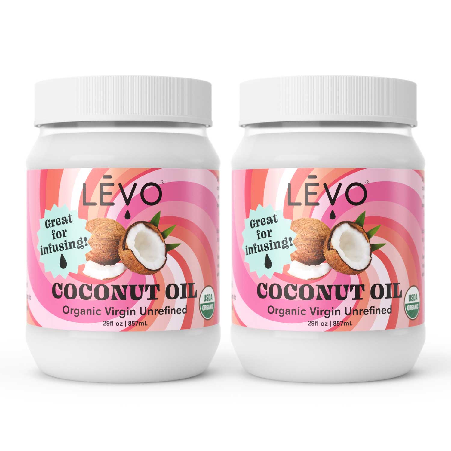 LEVO Coconut Oil is Organic, virgin, and unrefined. It's great for infusing and has a nice coconut taste. Certified Organic for all your healthy infusions with LEVO II. The 29 oz jar will fill almost 2 reservoirs full. LĒVO Organic Virgin Unrefined Coconut Oil: A versatile and healthy alternative to butter or olive oil.