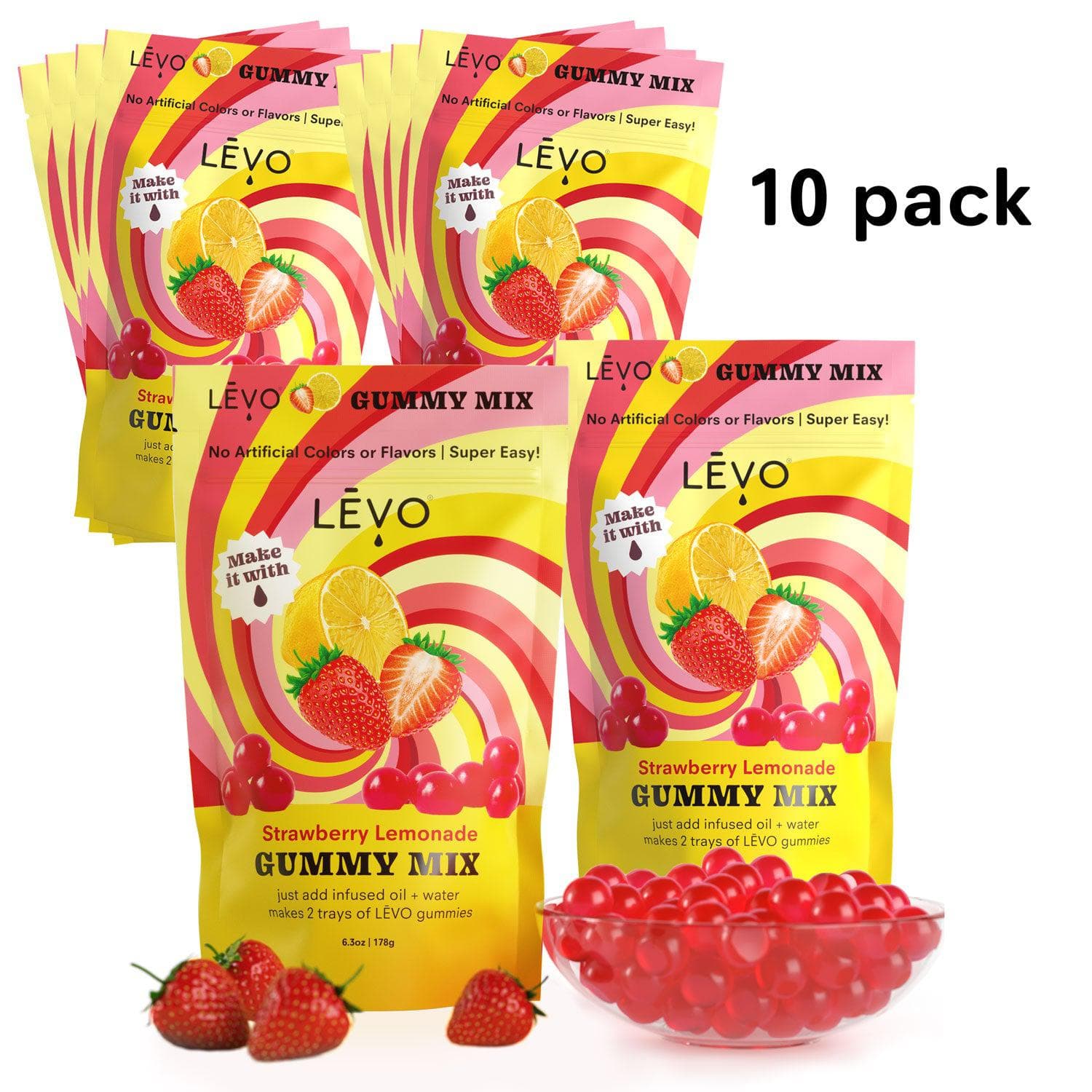 Gummy Trio | 10 Mixes | Bulk Ten Pack, Strawberry Lemonade (Sugar Free)