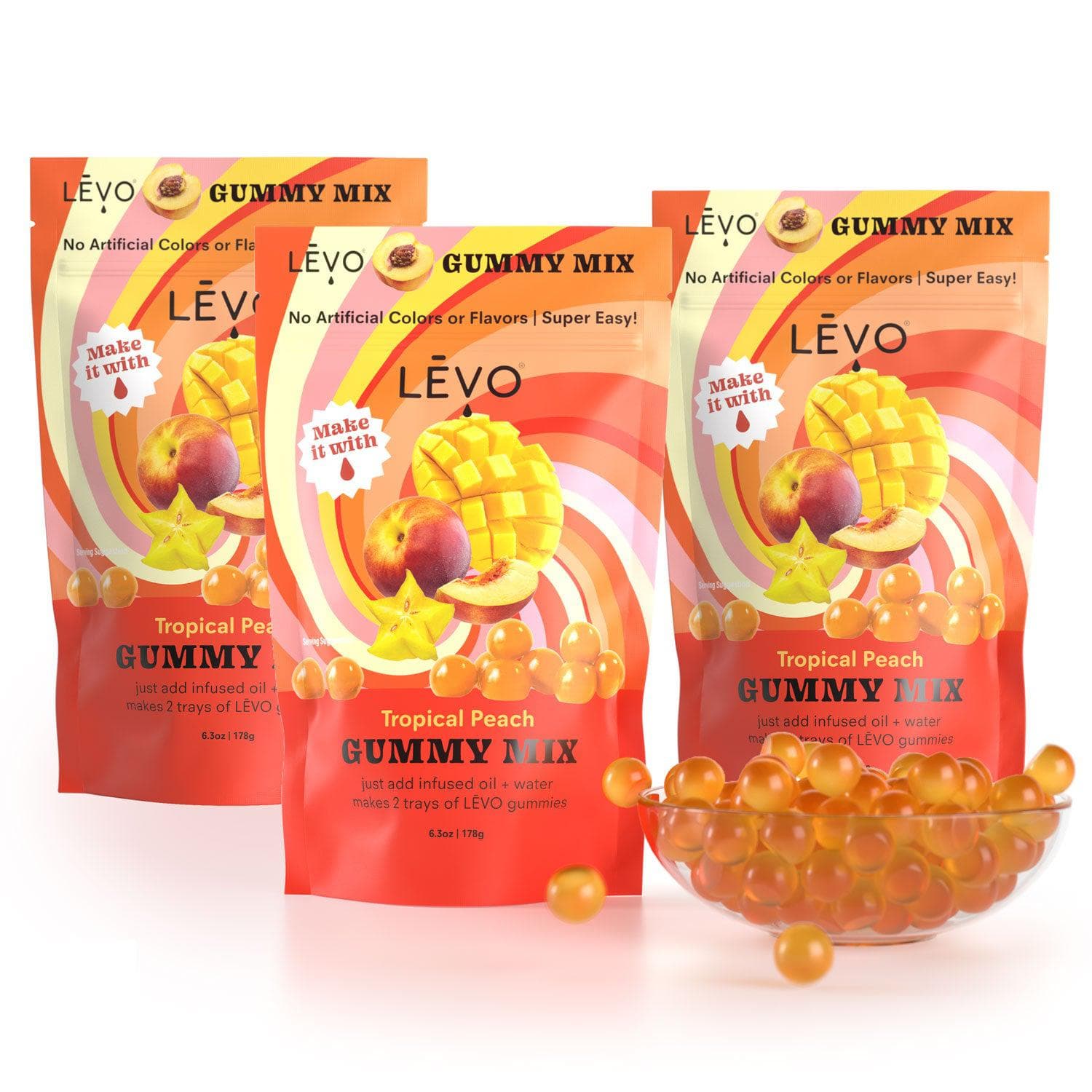 Tropical Peach Easy to Use Flavored LĒVO Gummy Powder Mixes - LEVO