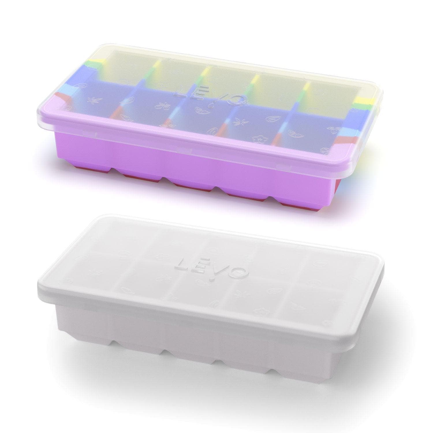 2 LĒVO Herb Block Trays with lid in Grey and Tie Dye