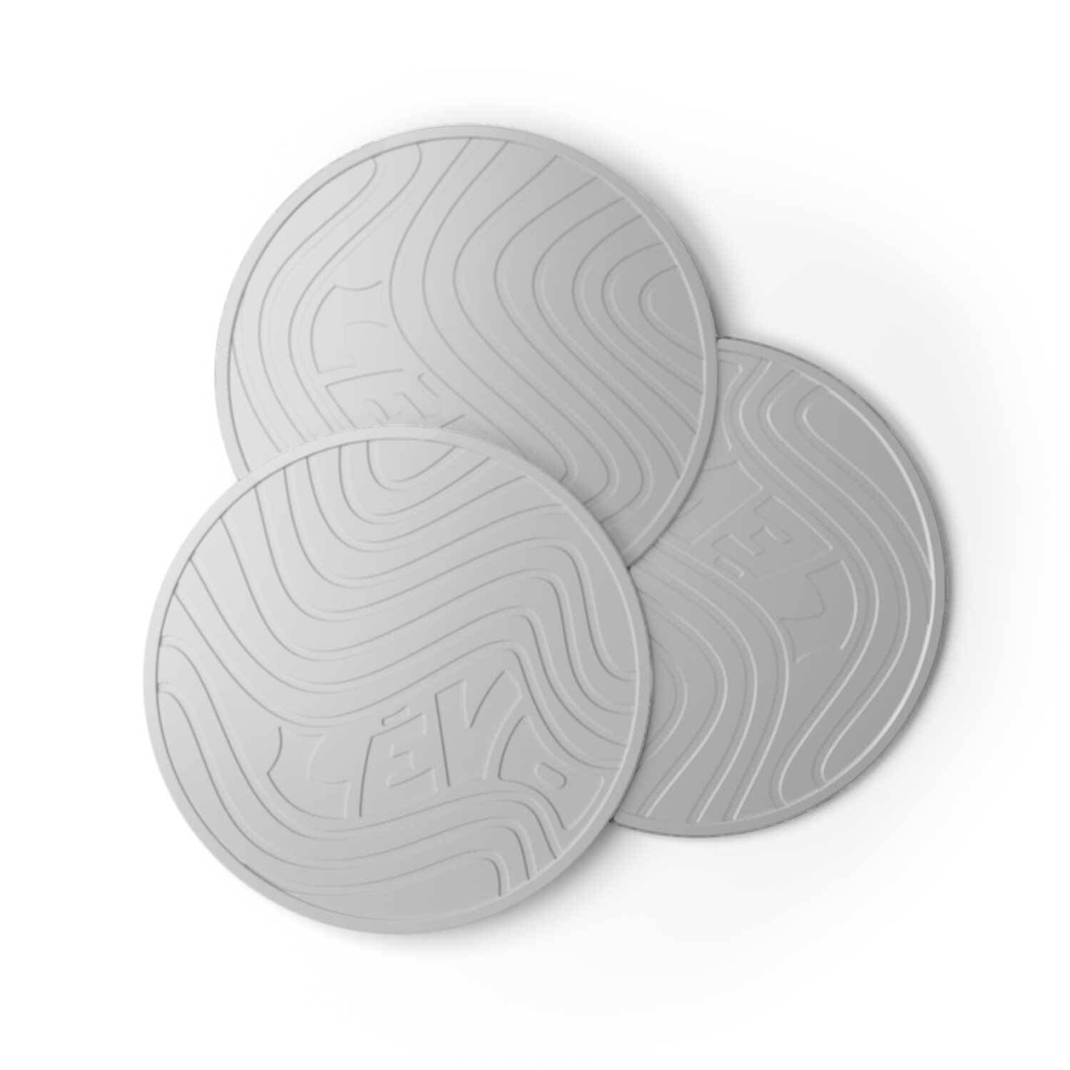 LĒVO Silicone Trivets in grey, 3 pack.