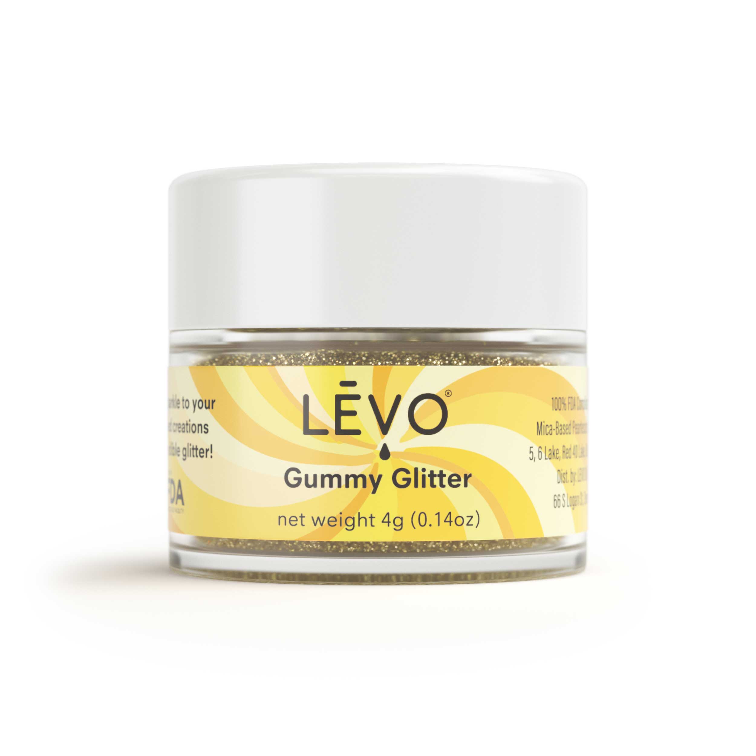 Dust your LEVO made creations with edible gold glitter. Use a brush to apply gold glitter to your foods to make them shine. Take your gummies and candies to the next level with the shimmering magic of the Gummy Glitter + Infusion Shimmer Kit.
