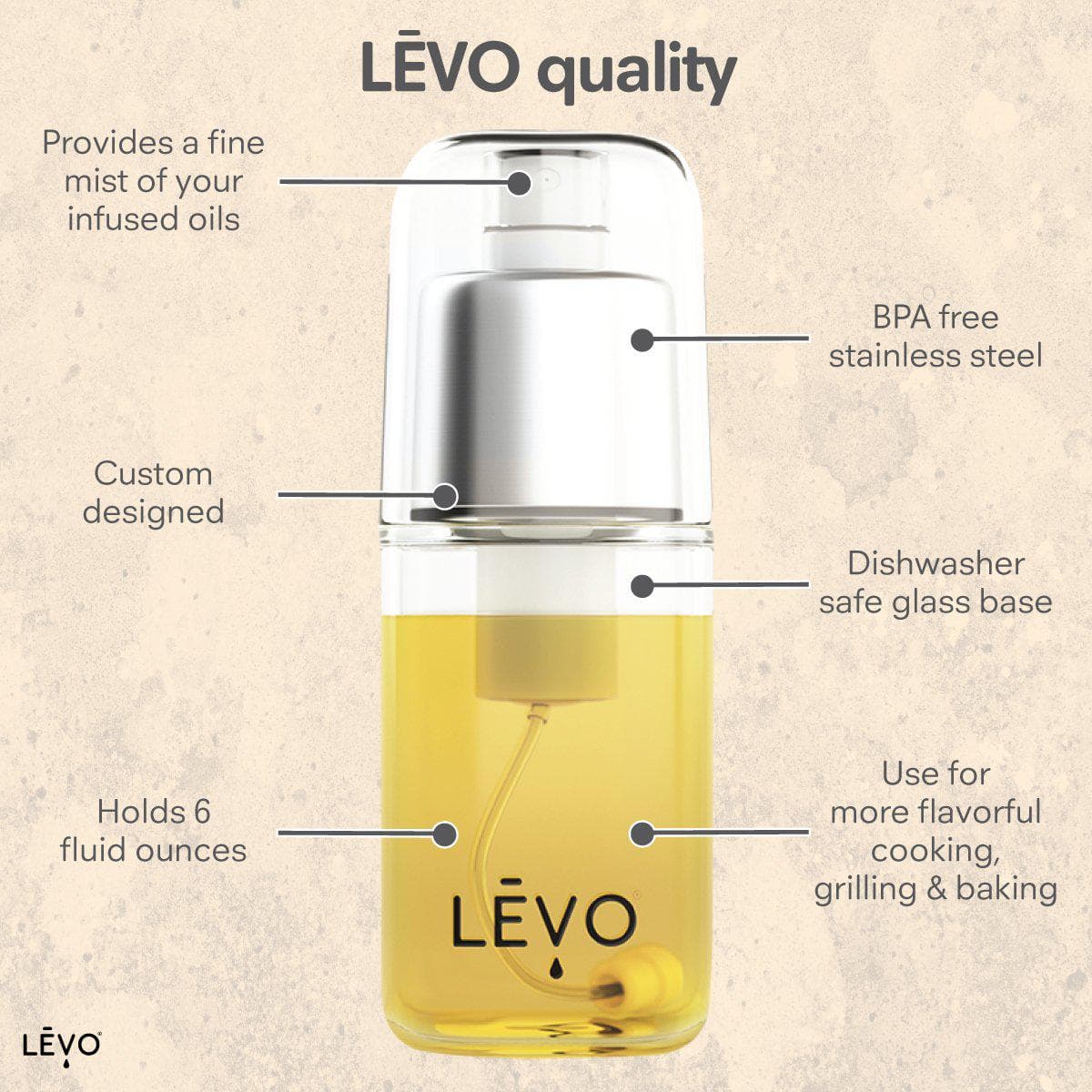 LEVO quality infusion sprayer, for a fine mist of infused oil or butter on your food.